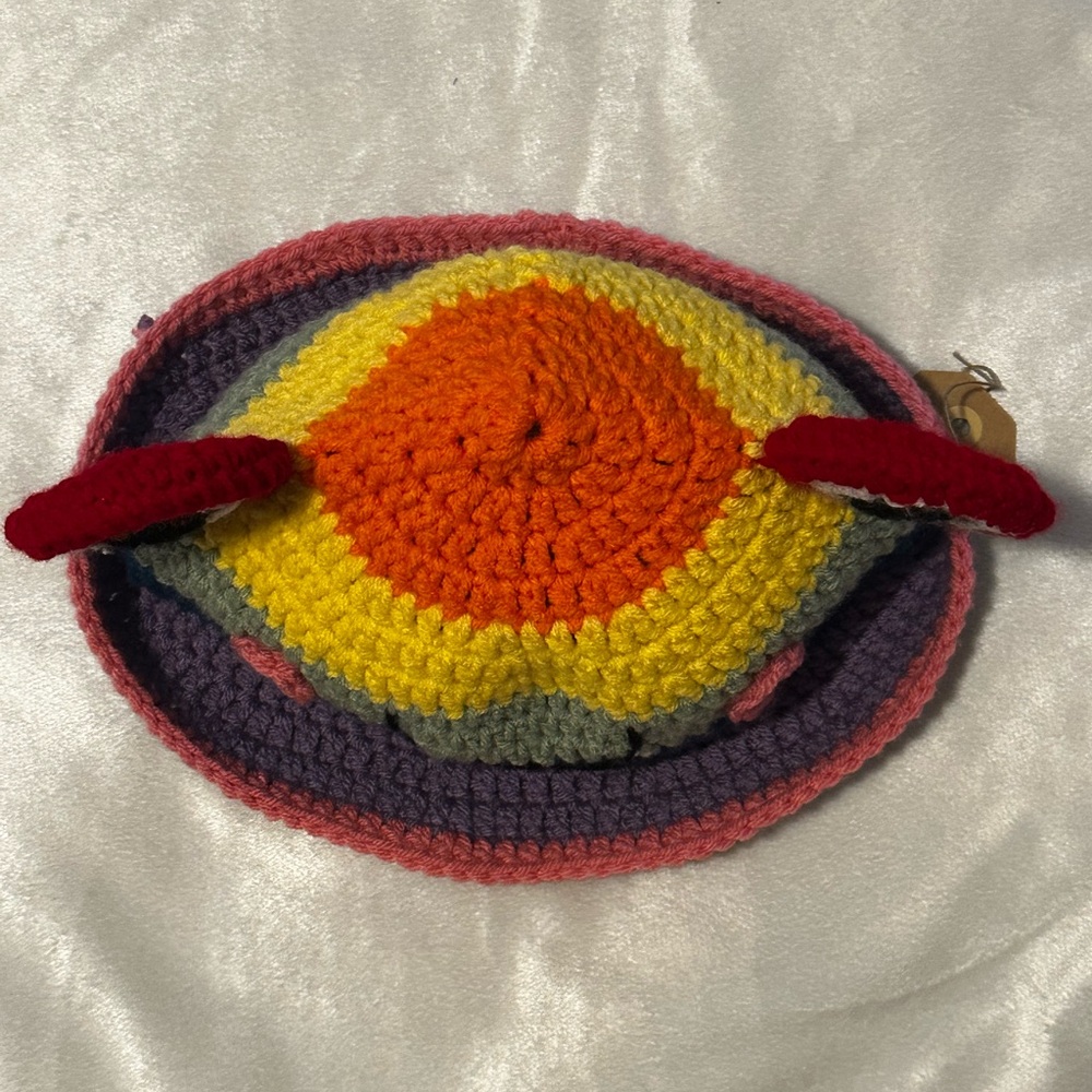 Handmade crochet rainbow froggy bucket hat - Picture 3 of 4